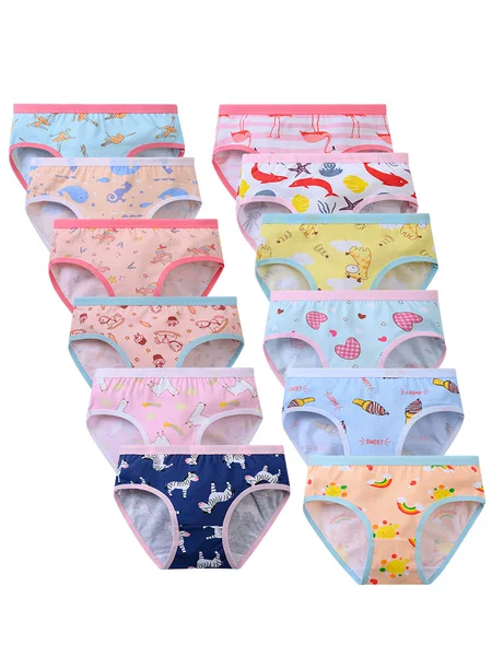 Cross-Border Children's Underwear for Girls, Triangle Style, Amazon Bestseller, 100% Cotton, Floral Pattern, Cross-Border Children's Underwear