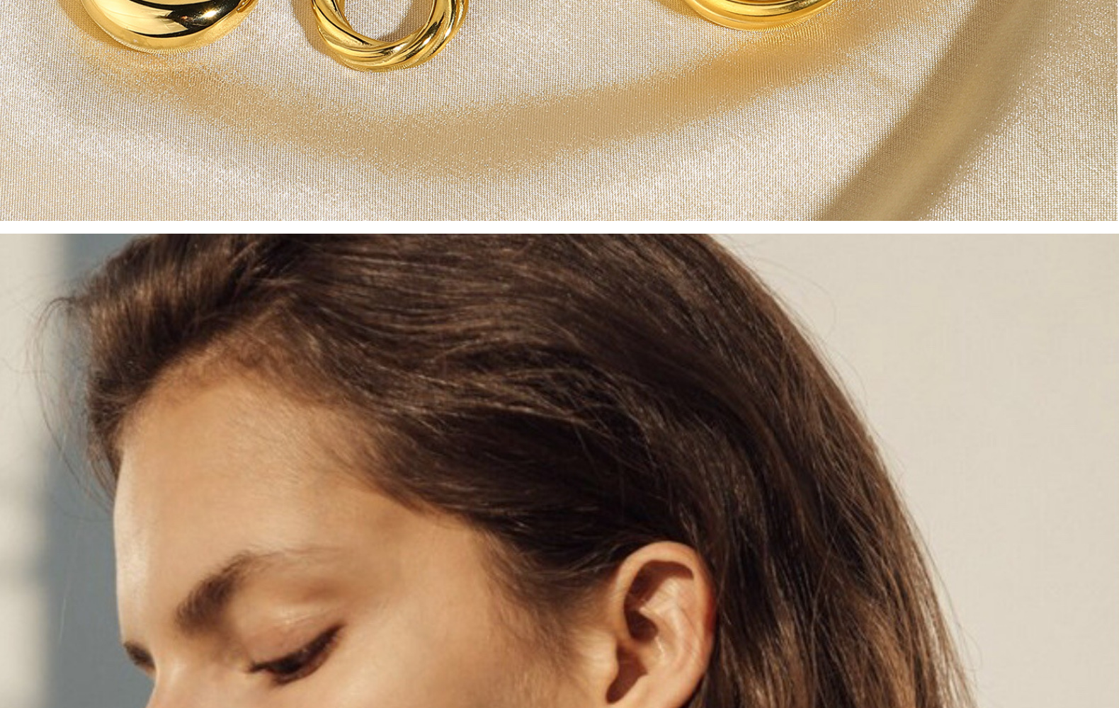 simple goldplated stainless steel hollow square oval earringspicture11