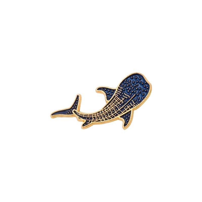 Broche en alliage représentant une baleine et un dauphin, un animal de dessin animé créatif, avec un badge et des accessoires mignons et originaux. Disponible en gros._voghion.com