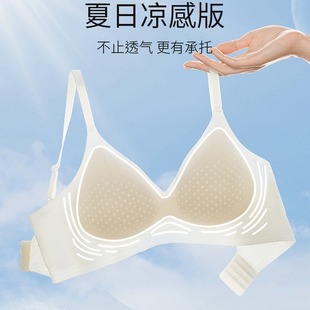 Ultra-thin Ice Silk Non-marking Underwear Women's Small Chest Push-up Parammary Anti-sagging No-steel Ring Summer Cool-feeling Breathable Bra