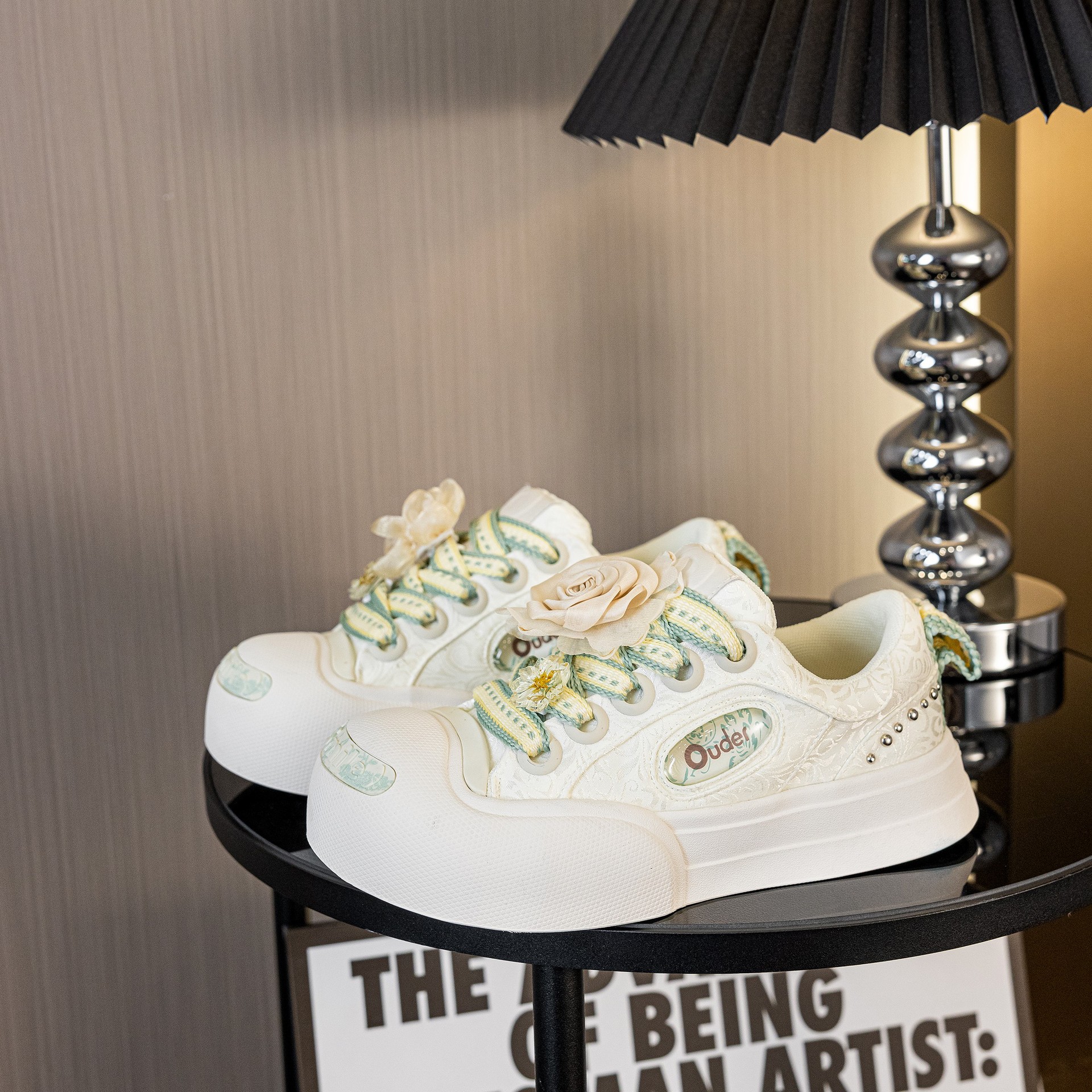 开口笑1:1原版复刻Ouder 丝绸纹开口笑帆大头板鞋低帮圆头休闲鞋