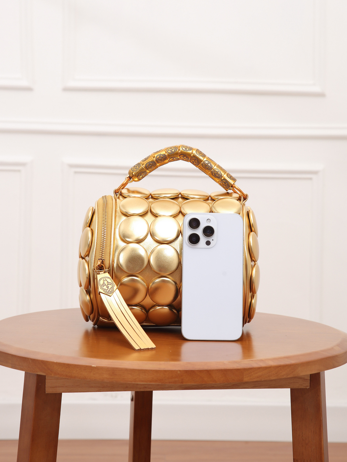 Damen Handtasche Mit Polka Dot Muster Elegante Umhängetasche_voghion.com