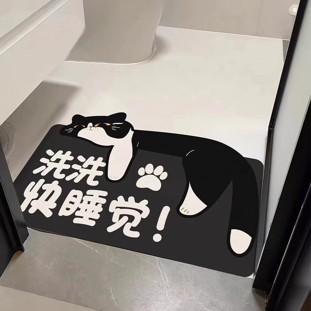 흑백 고양이 세척 및 수면