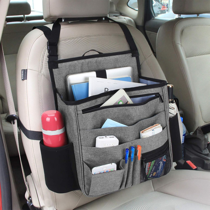 Car Items Organizer Storage Bag Laptop & Tablet Storage Bag with Backrest Adjustable Shoulder Strap