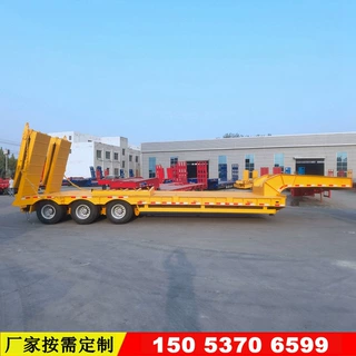 13米折叠伸缩液压爬梯拖挂车 双节液压爬梯低平板半挂车上牌标准