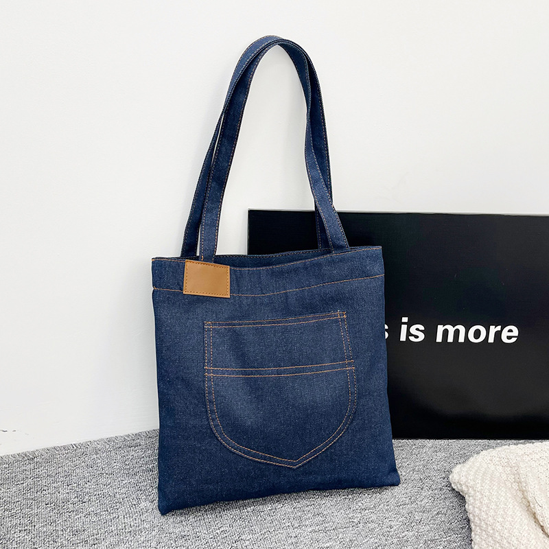 2025 nuevo bolso de hombro denim bolsa de compras de gran capacidad bolsa de ocio bolso escolar de estudiantes de arte simple