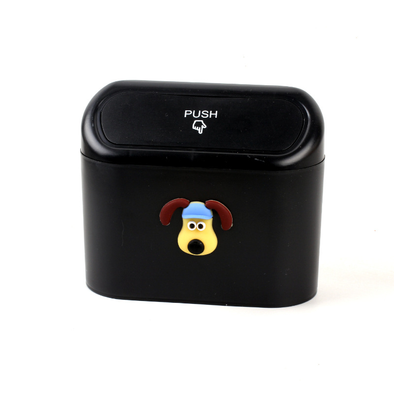 Productos para automóviles lindo perro jefe de basura de automóvil puerta lateral caja de almacenamiento piloto perro dibujos animados caja de cáscara mujer