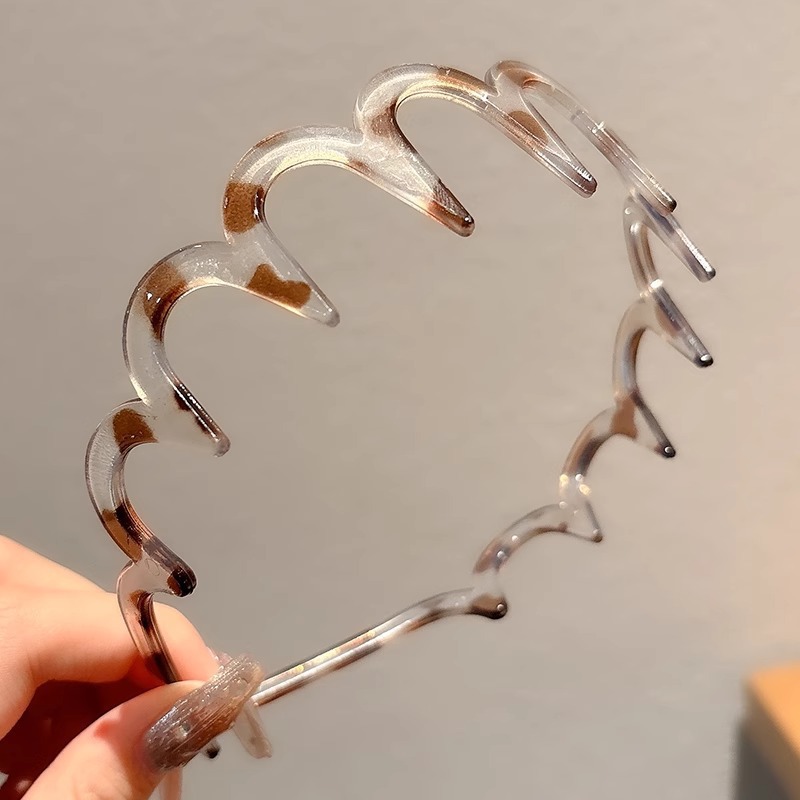 Coreano alto cráneo debe aumentar la altura esponjoso peludo ondulado banda de cabello de doble uso con dientes para mujeres