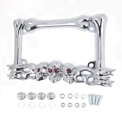 Plastic Skull Motorcycle License Plate License plate holder/license plate holder - silver