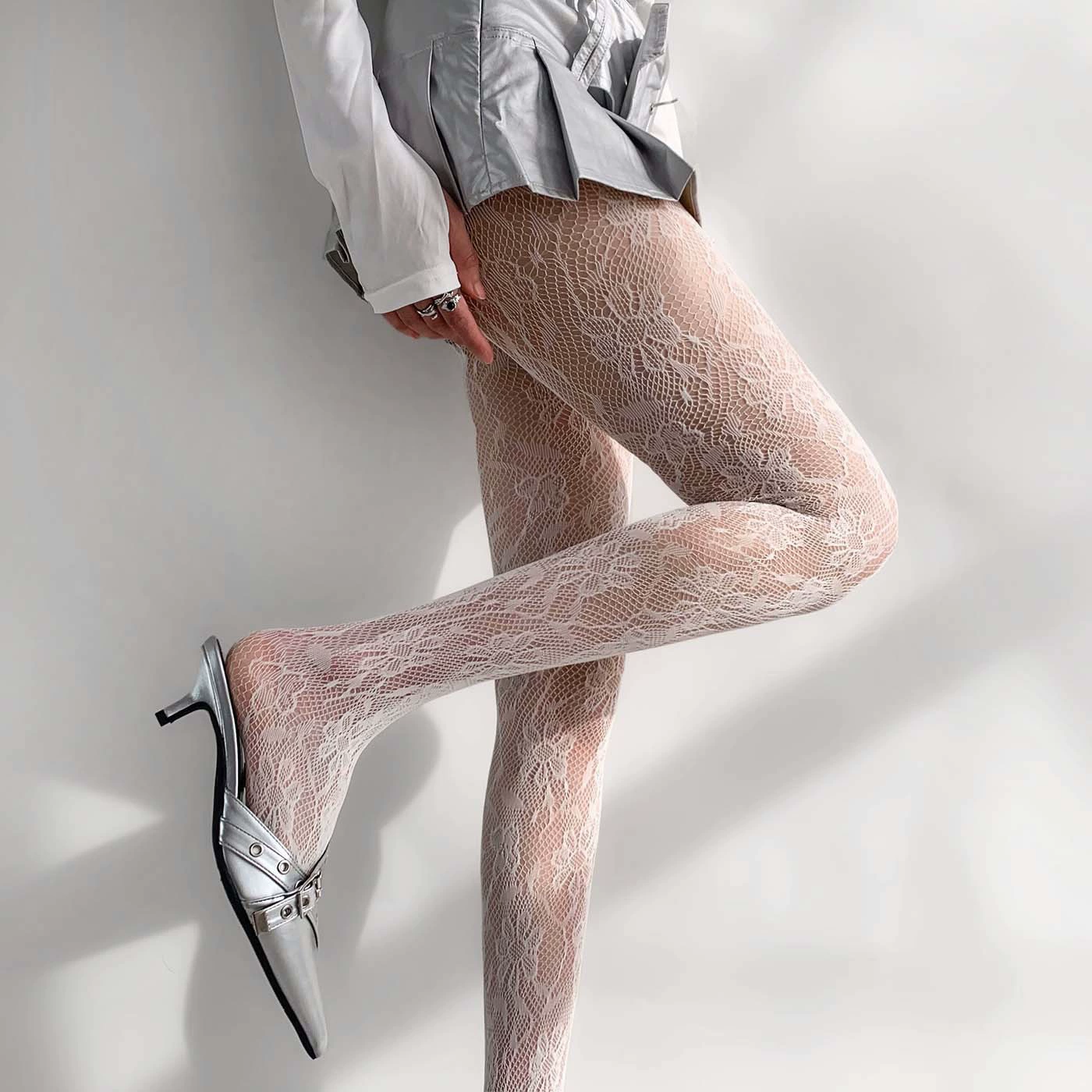 Summer Retro Tights (Women) — Lace Fishnet, One Size, Multiple Patterns