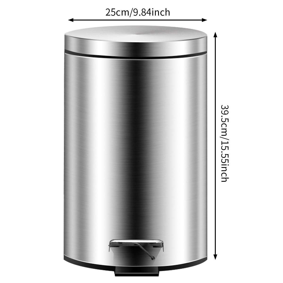Bote de basura de acero inoxidable con tapa de pedal