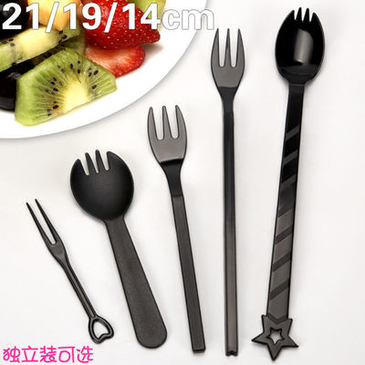 wholesale disposable fruit Fork fruit Fork disposable Independent thickening Long handle Fruit tea Fork spoon