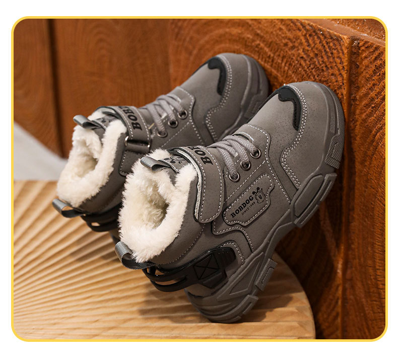 Babudou, scarponcini invernali da bambina in pile, caldi e comodi, per bambini più grandi, modello Martin, con suola in gomma, per esterni_voghion.com