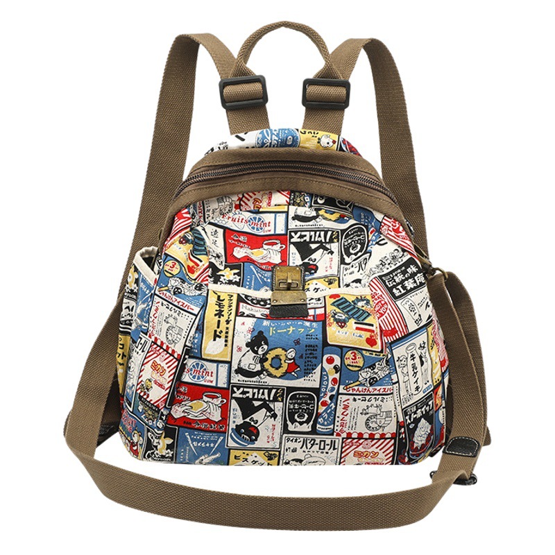 Anfman Fashion Joker Japanese Cotton and Linen Shoulder Crossbody Bag Casual Travel Backpack Factory Outlet
