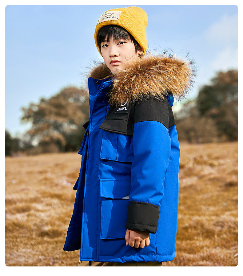 kid's clothing Children's down jacket for boys with long fur collar overalls and thick large children's coat for children_voghion.com