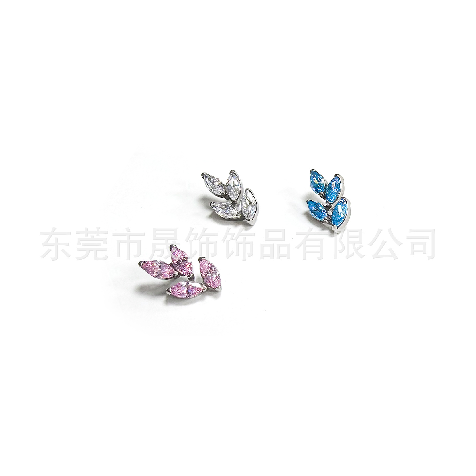 F136 Titanium 马眼 Leaf Ear Stud Set With 5A Cubic Zirconia Helix Cartilage Stud G23 Implant Grade Titanium 人体 Piercing Jewelry