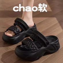 厚底拖鞋女夏时尚仙女风2025新款外穿松糕夏季增高两穿凉鞋批发