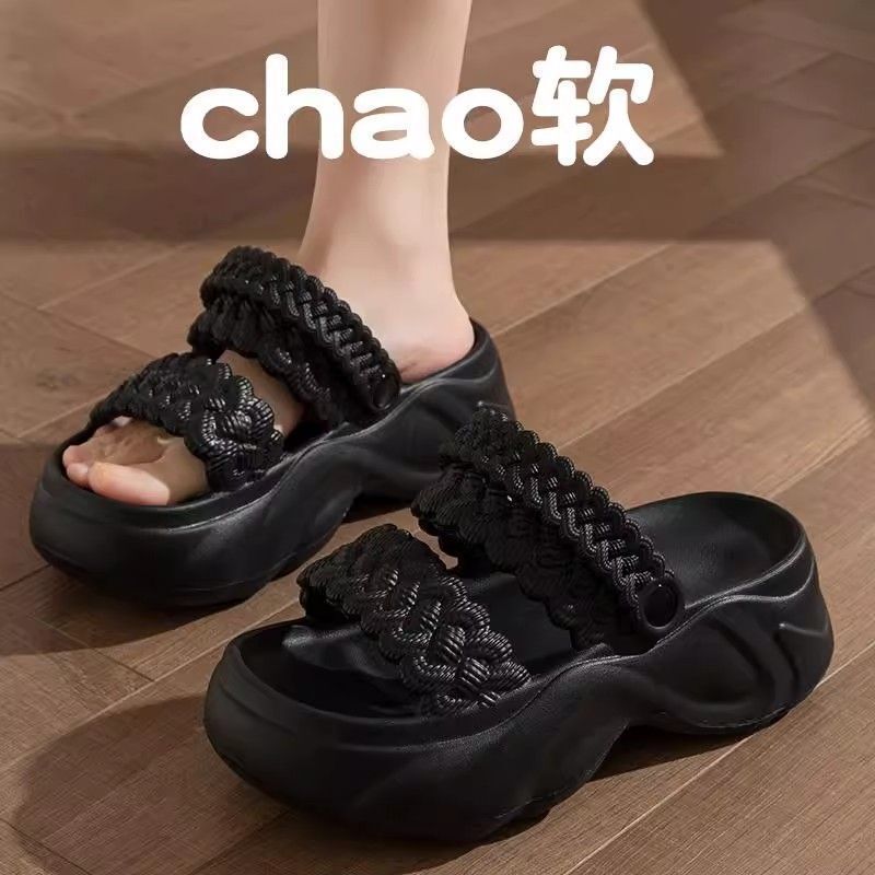 Thick bottom slippers women's summer fashion fairy style 2025 new outer wear muffin summer increased two wear sandals wholesale Thick bottom slippers women's summer fashion fairy style 2025 new outer wear muffin summer increased two wear sandals wholesale