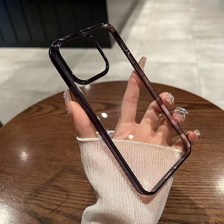 Marco de color sólido simple y transparente para funda para teléfono iphone16ProMax 14/13 Apple 15Pro Advanced Sense