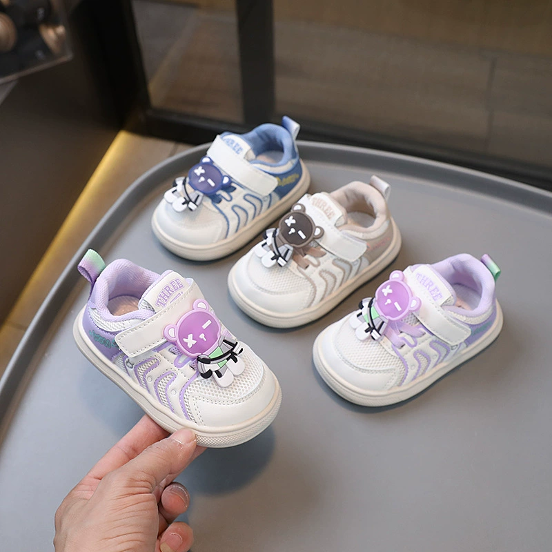 Цельная сетка для доставки, новая весенняя детская обувь для малышей с мягким дном От 1 до 3 лет мужские детские дышащие Нескользящие кроссовки