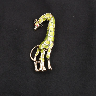 European and American Hot-Selling Giraffe Brooch, Fashionable and Versatile Animal Brooch, Diamond-Encrusted Enamel Pin Accessories, Ready for Sale (Yaxa sancaqları) - d2-1-6703
