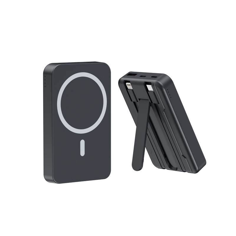 Transfronterizos con soporte de cable magnético de carga inalámbrica de 10000 mAh fuente de alimentación móvil de carga rápida de gran capacidad