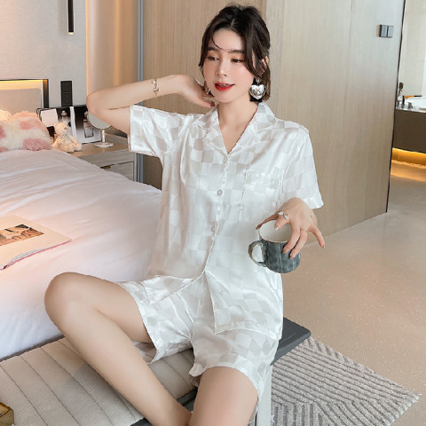흰색 체스판 더블 쇼트