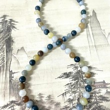 新疆天然和田玉手链青花籽料楼兰三色卡7*8妈妈链双圈手链工厂