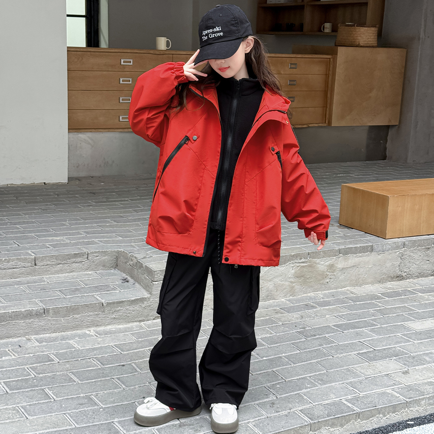 女童三合一冲锋衣2025秋冬新款大童韩版休闲户外防风风衣外套套装