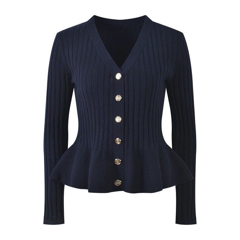 M Brand 2026 Autumn and Winter New Fashion Stylish V-Neck Bell-Sleeve Versatile Ruffled Knit Cardigan Top for Women M Brand 2026 Autumn and Winter New Fashion Stylish V-Neck Bell-Sleeve Versatile Ruffled Knit Cardigan Top for Women