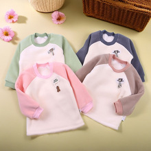 婴儿羊羔绒衣服宝宝0-3岁上衣保暖加绒男女童长袖T恤A类小童
