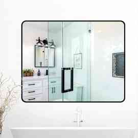 浴室镜子免打孔洗手台化妆洗漱家用厕所卫浴自粘贴墙壁挂卫生间镜