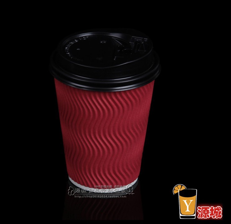 Red corrugated paper cups for hot drinks, 100 sets, thickened disposable milk tea and coffee cups