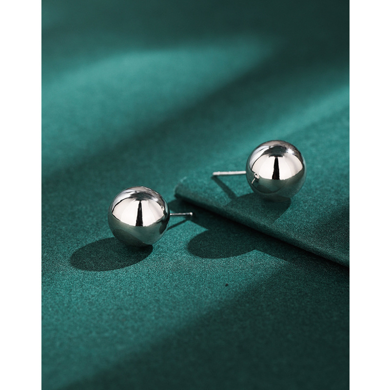 12mm pendientes de Cuentas grandes para las mujeres 925 plata esterlina simple nicho alto sentido 2023 nueva luz de lujo temperamento pendientes