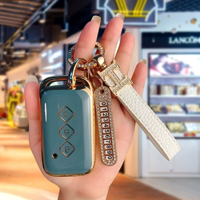Car key bag: Jiachen Xinghui Xingchen car supplies - type-c-grandma-gray-white-h-rope-gold-number-plate