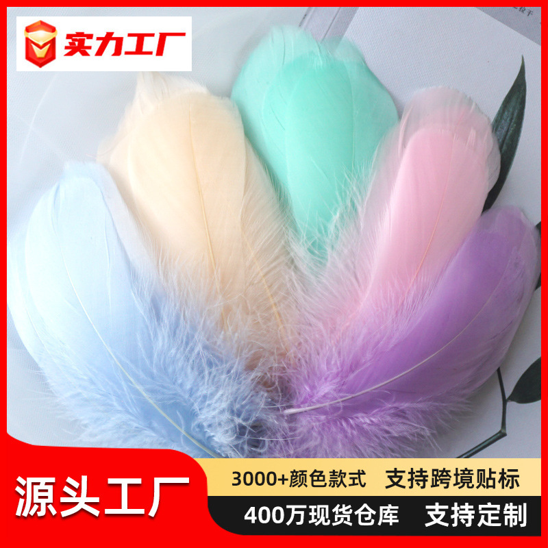 马卡龙彩色羽毛装饰鹅毛大中飘捕梦网礼物盒填充花束diy手工材料