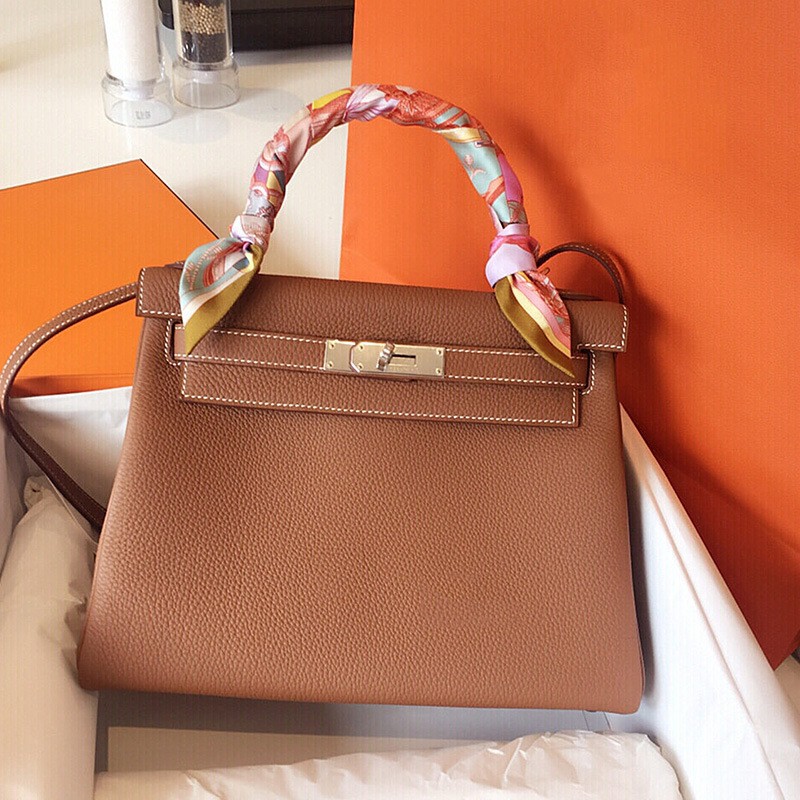 2021 New Kelly Bag Cowhide Women's Bag togo Litchi Pattern Cowhide Shoulder Crossbody Portable Platinum Bag Bridal Bag