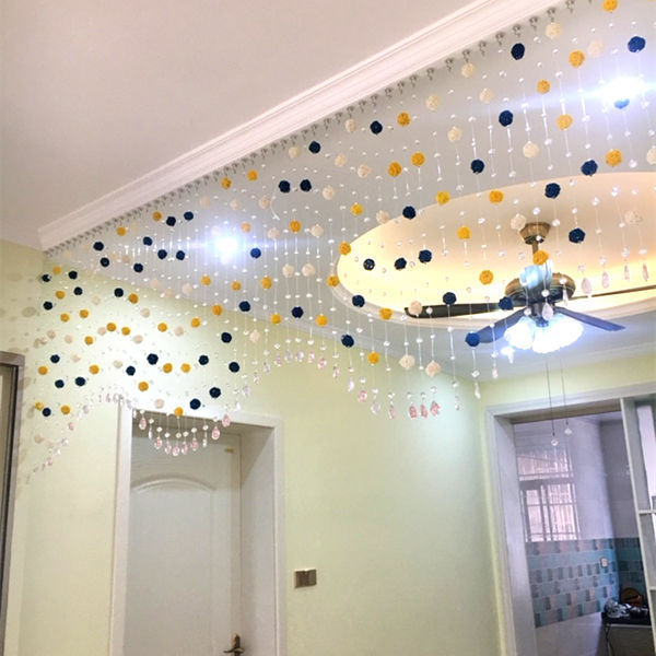 Rattan Ball Crystal Bead Curtain Entrance Partition Curtain Living Room Bedroom Door Curtain Bathroom Aisle Arch Decoration Feng Shui