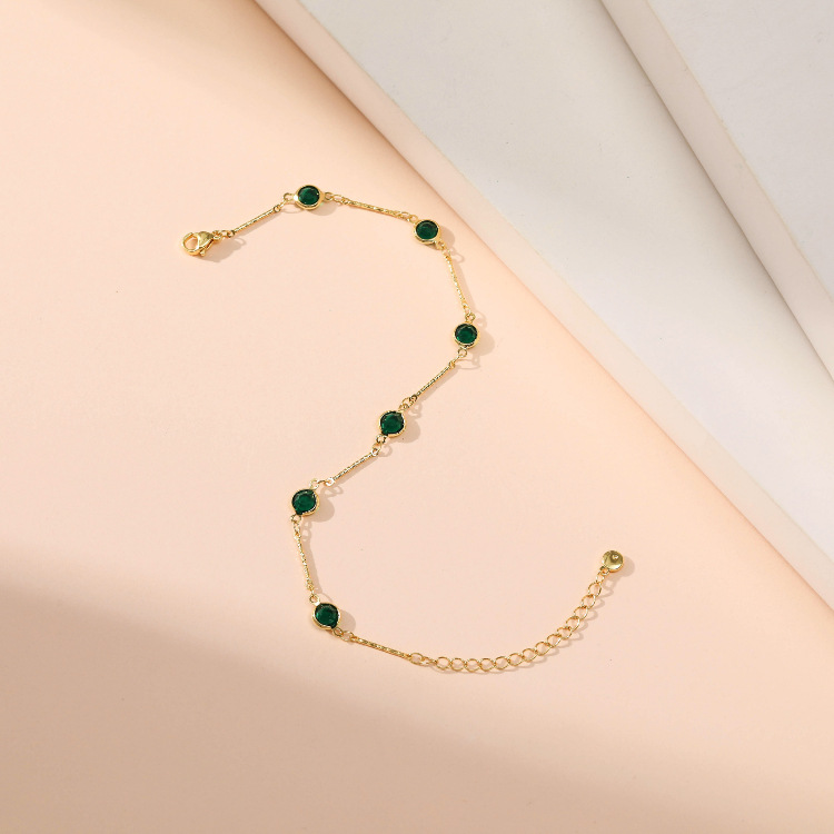 copper green zircon simple adjustable fine anklet jewelry wholesale Nihaojewelrypicture12