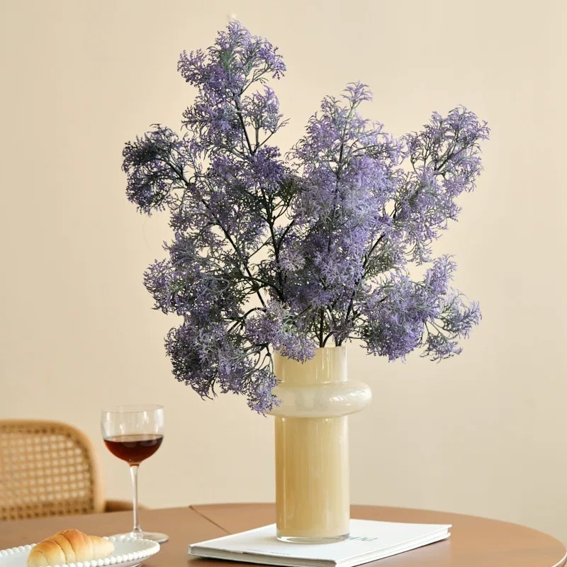 高级感蓬莱松仿真植物雾凇紫色假花仿真花摆设客厅装饰品家居摆件|undefined