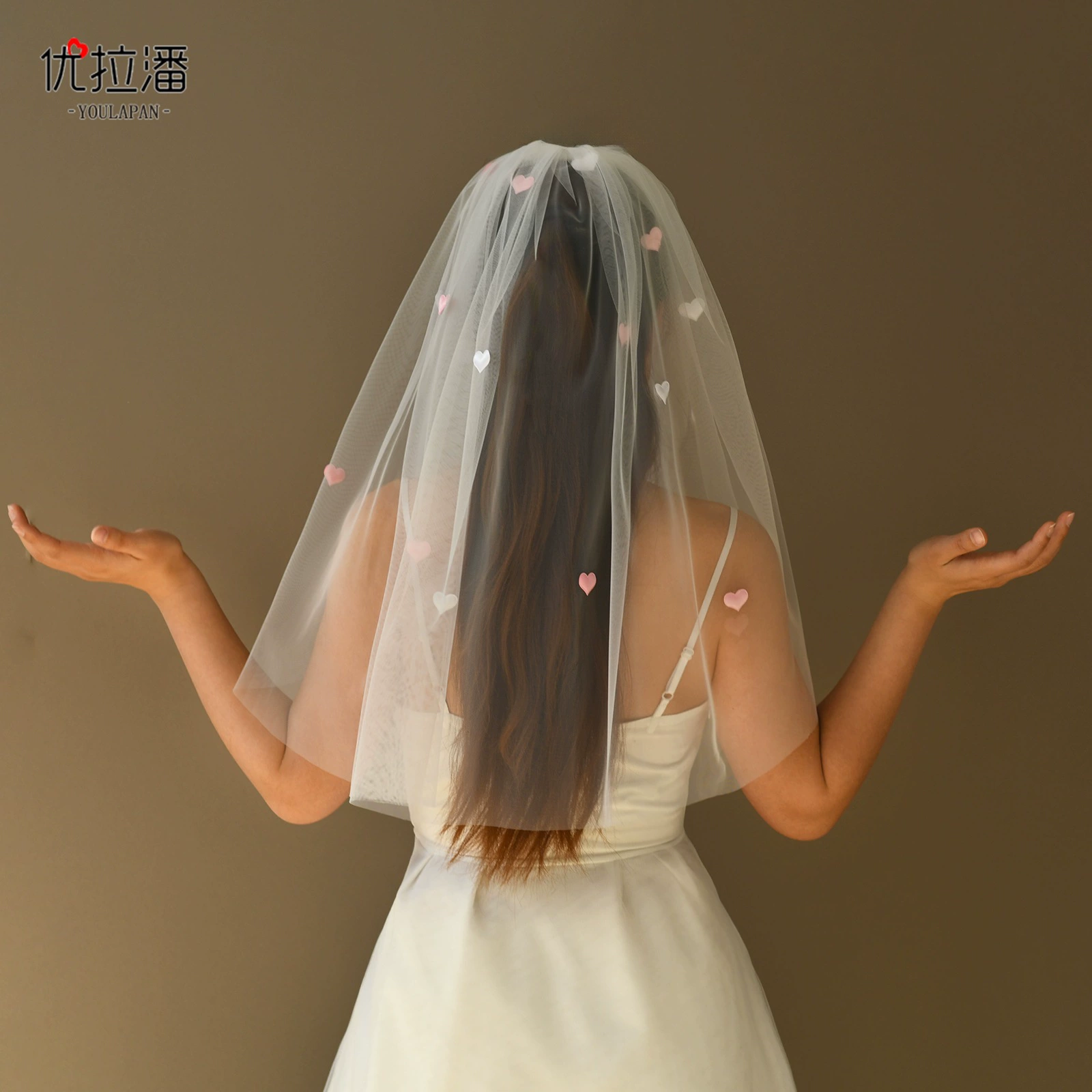 优拉潘 Fuchsia cute bride's veil for princess, (Cross-border trading)