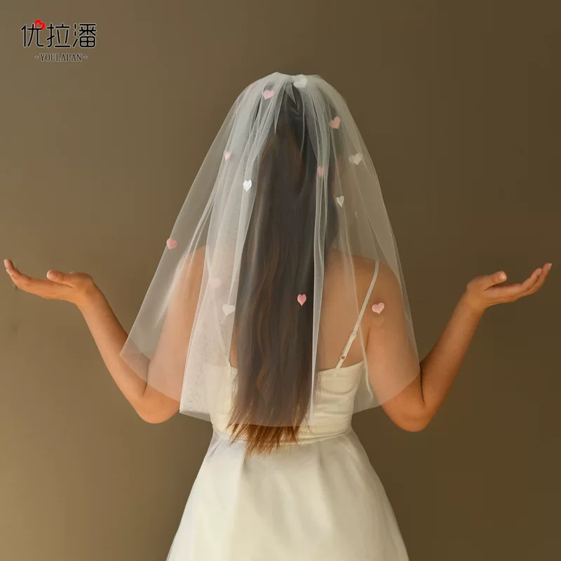 优拉潘 Fuchsia cute bride's veil for princess, (Cross-border trading)