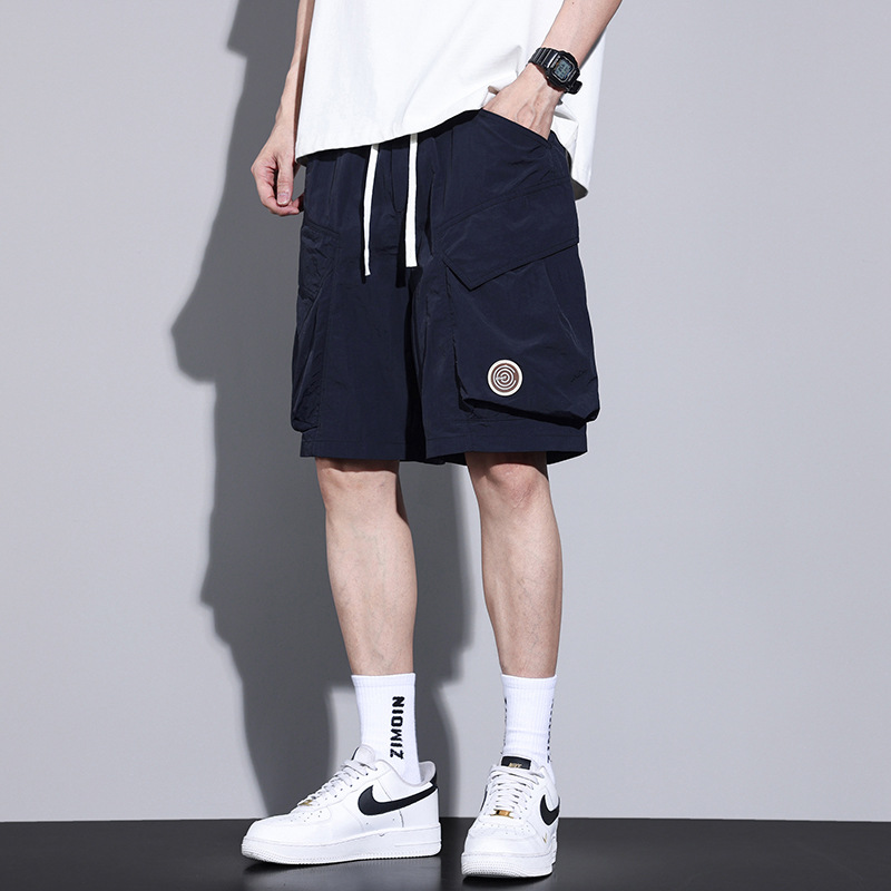 Ice Silk Casual Shorts Men's Loose Trendy Brand American Style Outer Wear Mid-length Pants Sports Workwear Quick-drying Pants Summer Thin