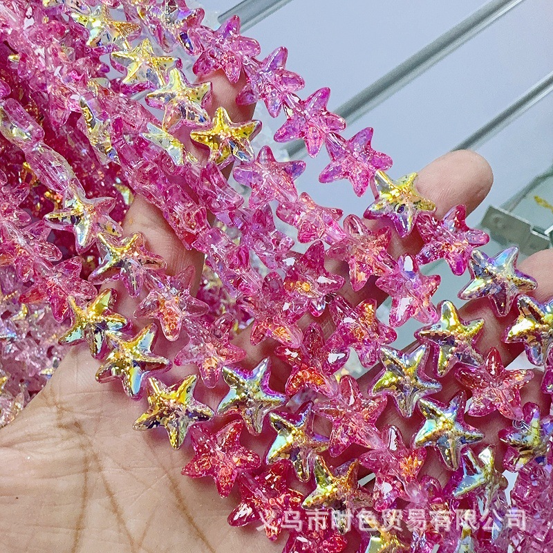 Colgante de cristal de forma especial perlas de vidrio estampado estrella de mar pentagramas cuentas collar DIY multicolor accesorios pendientes para el cabello