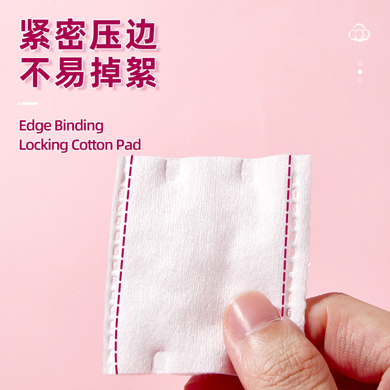 LMLTOP 50 piezas de algodón de maquillaje grueso, doble borde de prensado, algodón de limpieza húmeda para la cara, exclusivo a través de la frontera.