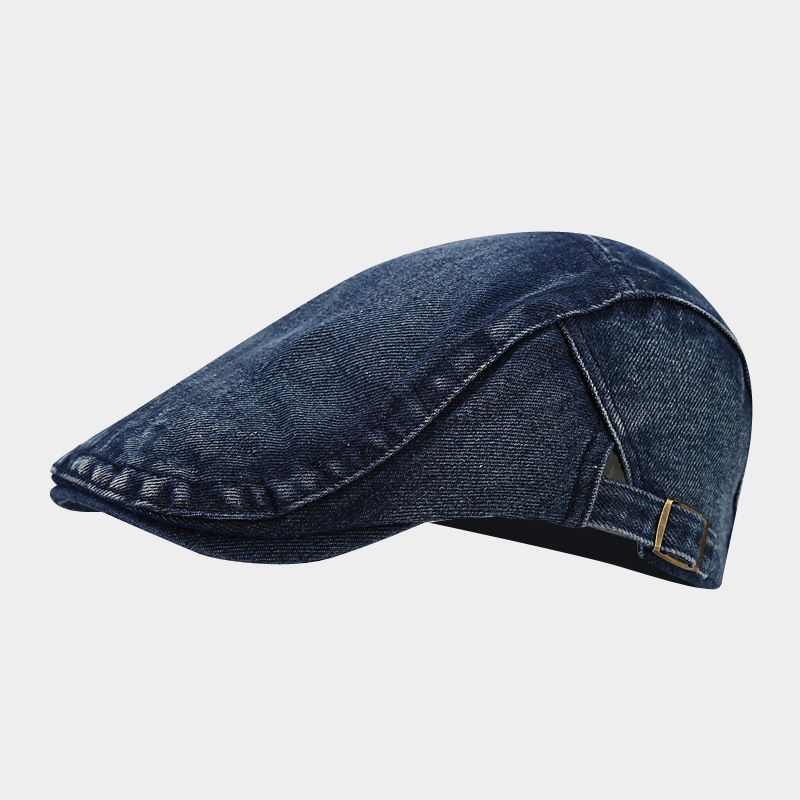 Otoño nuevo Denim sombrero delantero moda retro boina de ala corta de Europa y América calle lavada casquillo enarbolado moda image 9