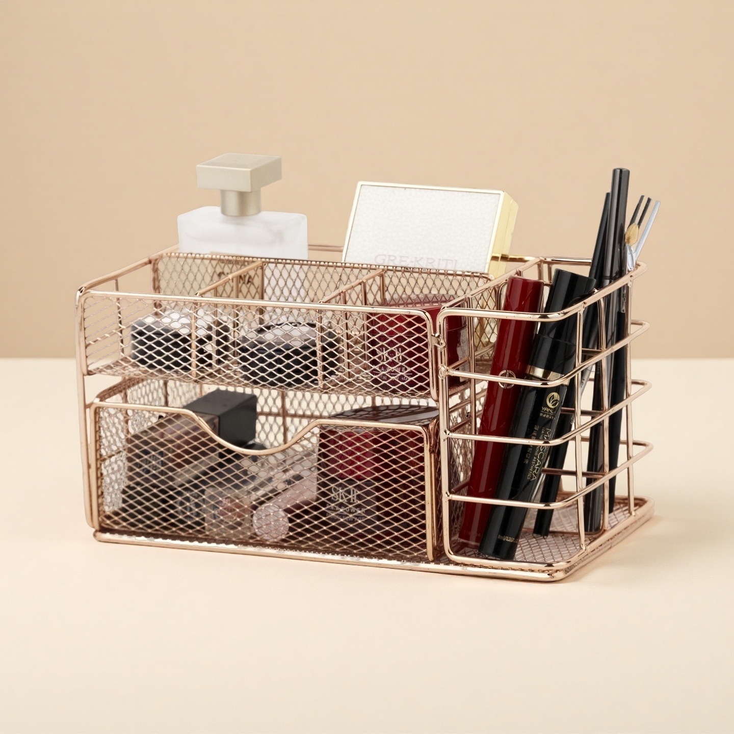 Caja de almacenamiento de escritorio nórdica de metal de varias capas con cajones para suministros de oficina, almacenamiento de documentos, papelería, archivador y organizador de archivos.