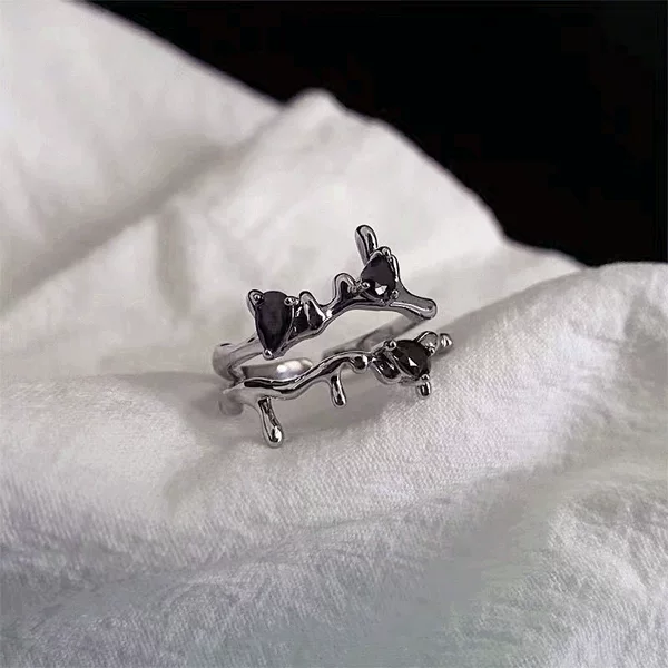 Thorns Dark Angel Ring Women's Ins Trendy Niche High-end No Fade Opening Adjustable Girlfriend Couple Ring