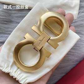 菲拉皮带扣头3.5cm高档平滑扣纯铜8字扣男士腰带头内穿尾夹扣配件
