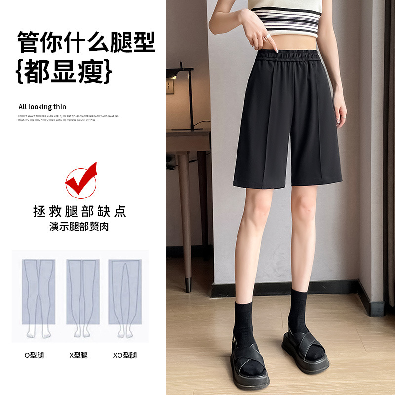 大货西装短裤女2025夏季新款小个子女装休闲显瘦高腰直筒五分裤子